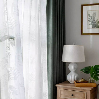Whispering Leaves Ivory White Floral Voile Curtain 2