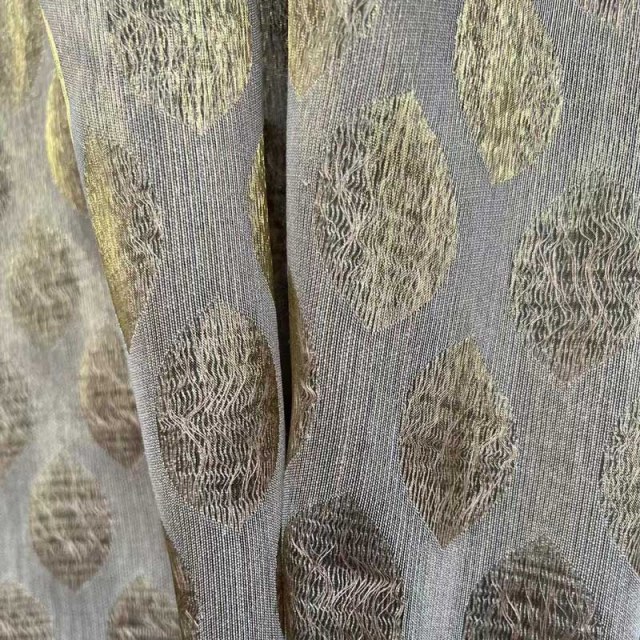 Ethereal Leaf Luxury Jacquard Gold Geometric Dotted Voile Curtains 1