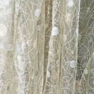 Nebula Embroidered Gold and Silver Circles Cream Voile Curtain 6