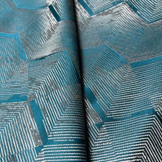 Zigzag Symphony Chevron Teal Blue Faux Silk Modern Geometric Curtains 5