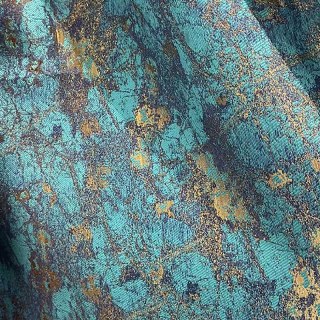 Turquoise Treasures Luxury Jacquard Teal Blue & Gold Curtain