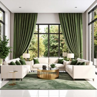 Fine Olive Green Velvet Curtain