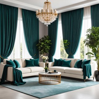 Fine Teal Velvet Curtain