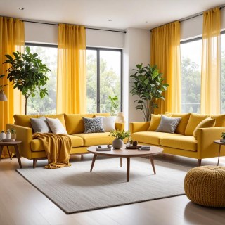 Smarties Bright Yellow Soft Sheer Curtain 4