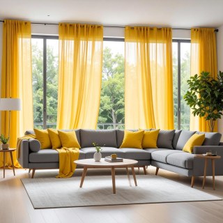 Smarties Bright Yellow Soft Sheer Curtain 3