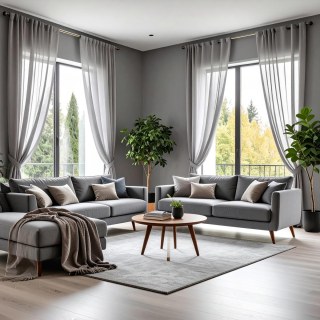 Smarties Light Grey Soft Sheer Curtain 2