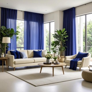 Smarties Navy Blue Soft Sheer Curtain 2
