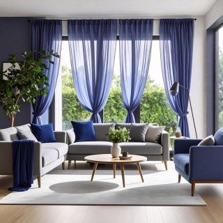 Smarties Navy Blue Soft Sheer Curtain 3