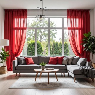 Smarties Red Soft Sheer Curtain 3