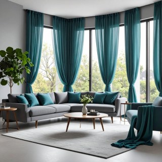 Smarties Soft Teal Sheer Curtain 2