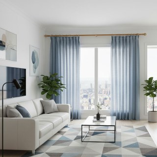 A Touch of Sunshine Haze Blue Voile Curtain