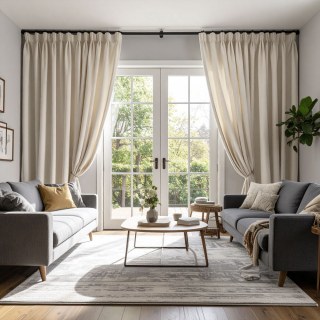Double Plush Cream Off White Chenille Blackout Curtain 2