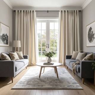 Double Plush Cream Off White Chenille Blackout Curtain 1