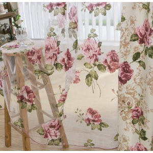 DEL Centifolia Floral Pink and Cream Curtain 7
