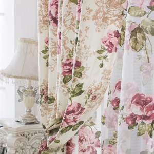 DEL Centifolia Floral Pink and Cream Curtain 5