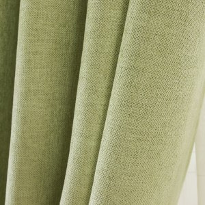 Elegant Plain Chenille Lime Green Curtain 1