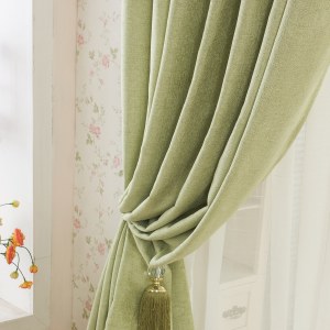 Elegant Plain Chenille Lime Green Curtain 3