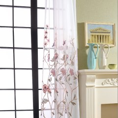 Fragrance Brown Branch Embroidered Voile Curtain 3