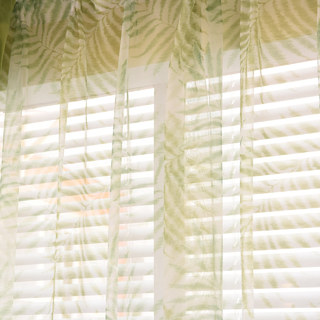 Palm Tree Leaves Green Sheer Voile Curtain
