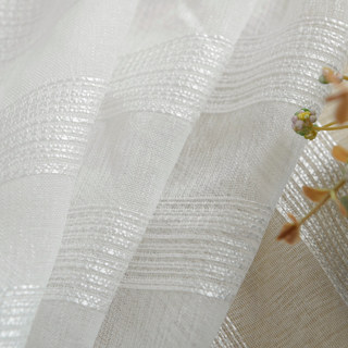 Silver Shimmery Striped White Voile Sheer Curtain 5