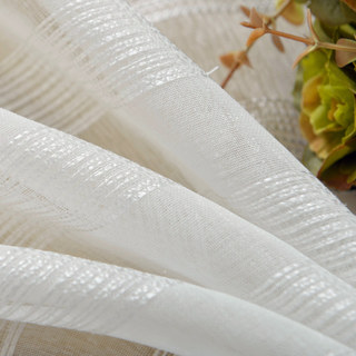 Silver Shimmery Striped White Voile Sheer Curtain 6