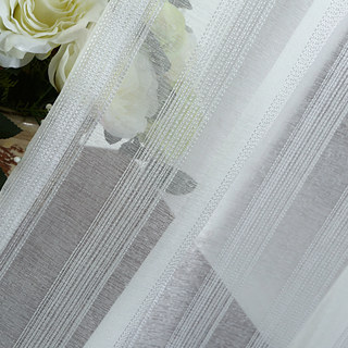 Silver Shimmery Striped White Voile Sheer Curtain 4