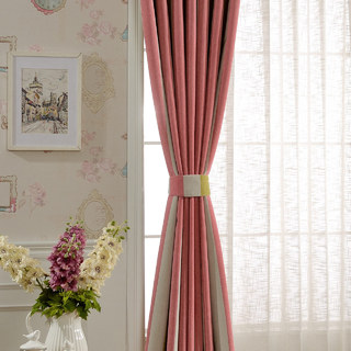 Sunshine Yellow Pink Chenille Bold Striped Curtains 4