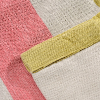 Sunshine Yellow Pink Chenille Bold Striped Curtains 8