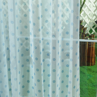 Classic Blue Polka Dot Voile Curtain 3