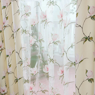 Morning Flower Pink Voile Curtain 2
