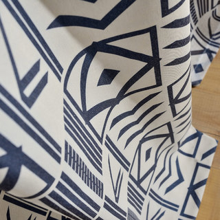 The City Sketch Blue Modern Geometric Curtain 5