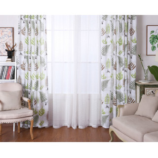 Lush Ferns Green Linen Voile Curtains 2