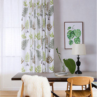 Lush Ferns Green Linen Voile Curtains 1