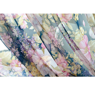 Sheer Curtain Elegant Peony Blue Voile Curtain 3