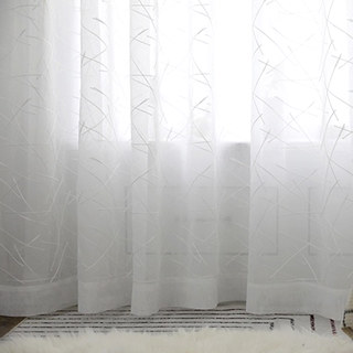 Simplicity Embroidered White Voile Curtain 3