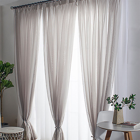 Smarties Light Grey Soft Sheer Voile Curtain 1