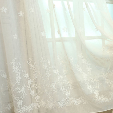 embroidered white curtains