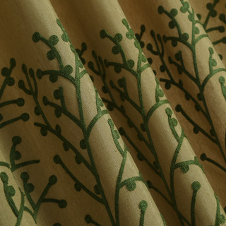 Trees of the Four Seasons Yellow Olive Green Curtain 2