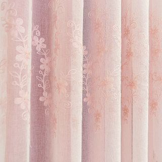 Lined Voile Curtain Touch Of Grace Pink Embroidered Voile Curtain with Pink Lining 4