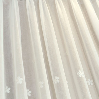 Lined Voile Curtain Touch Of Grace White Embroidered Sheer Curtain with Cream Lining 3
