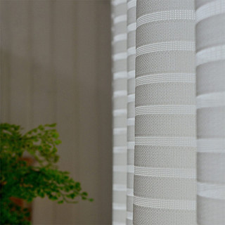 Distinct Horizontal Striped White Voile Curtain 6