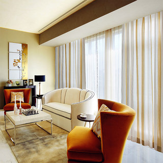 Sunnyside Luxury Linen Yellow Striped Voile Curtains 4