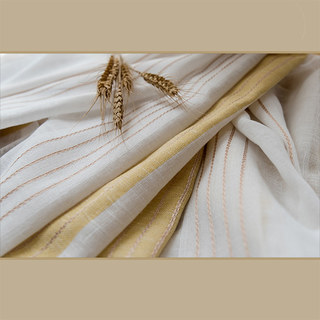 Sunnyside Luxury Linen Yellow Striped Voile Curtains 6