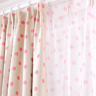 Classic Pink Polka Dot Sheer Voile Curtain 3