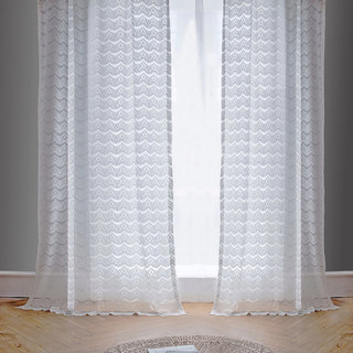 Chelsea Scalloped Design Semi Sheer White Jacquard Voile Curtain 3