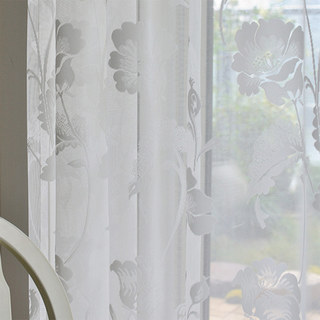 Eden Flower Jacquard White Heavy Net Curtains 6