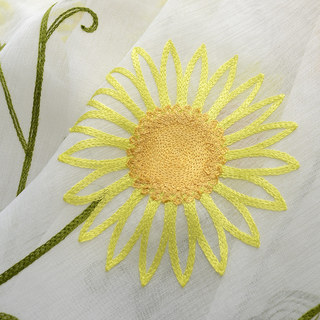 Yellow Sunflower and Butterfly Embroidered Sheer Voile Curtain 4