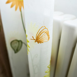 Yellow Sunflower and Butterfly Embroidered Sheer Voile Curtain 2