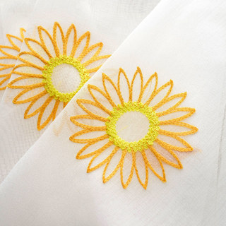 Yellow Sunflower and Butterfly Embroidered Sheer Voile Curtain 3