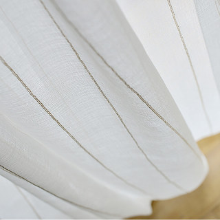 Diana Single Strand Vertical Gold Stitched Lines Voile Curtain 3